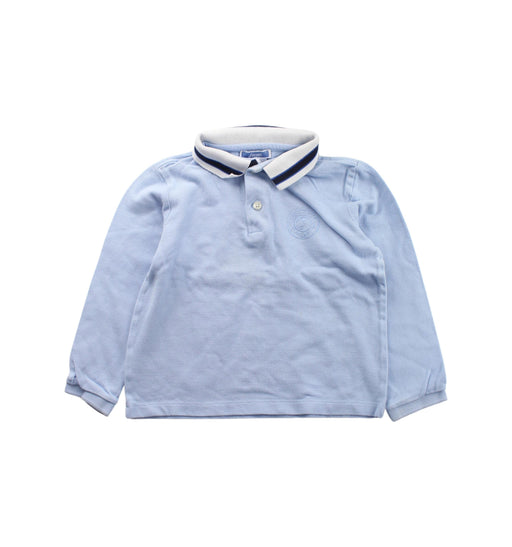 A Blue Long Sleeve Polos from Jacadi in size 4T for boy. (Front View)