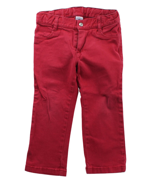 A Red Casual Pants from Petit Bateau in size 2T for girl. (Front View)