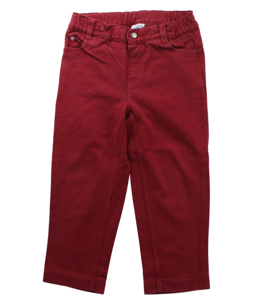 A Red Casual Pants from Petit Bateau in size 2T for girl. (Front View)