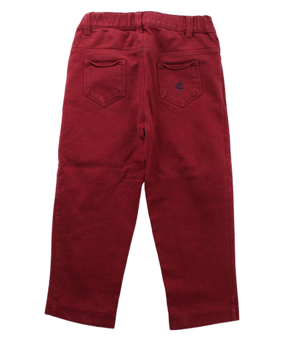 A Red Casual Pants from Petit Bateau in size 2T for girl. (Back View)