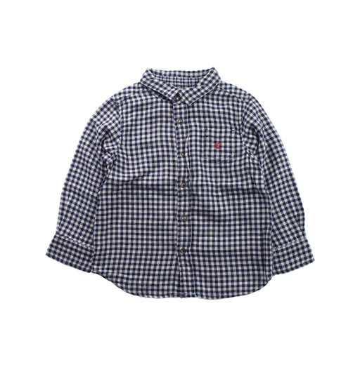 A Blue Long Sleeve Shirts from Petit Bateau in size 3T for boy. (Front View)