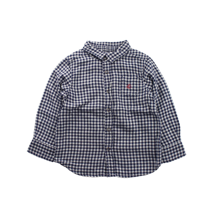 A Blue Long Sleeve Shirts from Petit Bateau in size 3T for boy. (Front View)