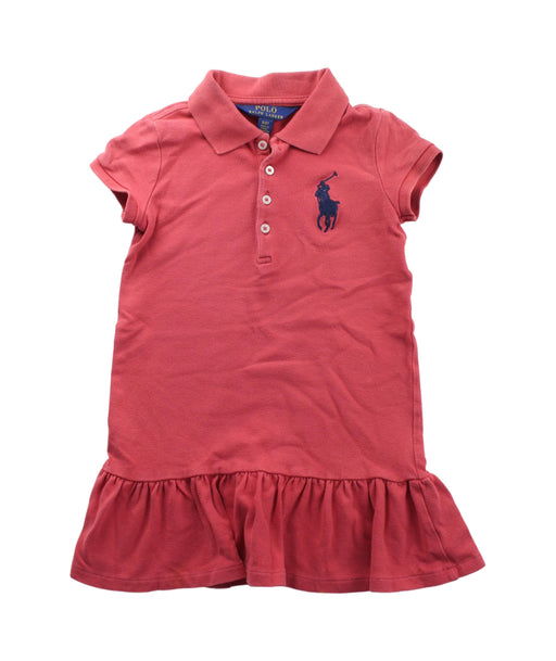 A Red Short Sleeve Dresses from Polo Ralph Lauren in size 3T for girl. (Front View)