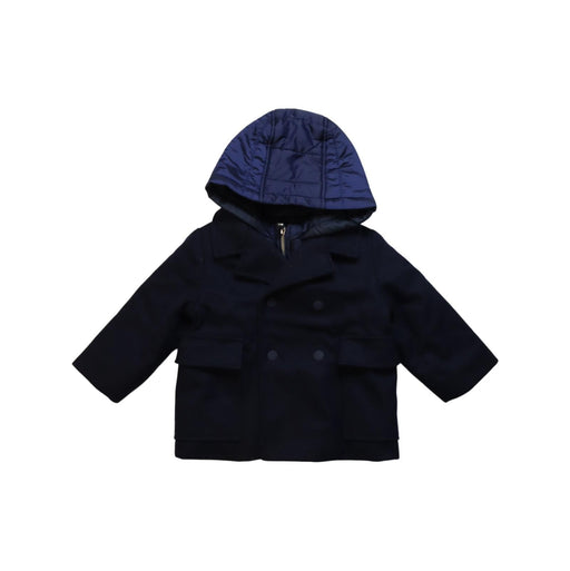 A Navy Coats from Jacadi in size 12-18M for neutral. (Front View)