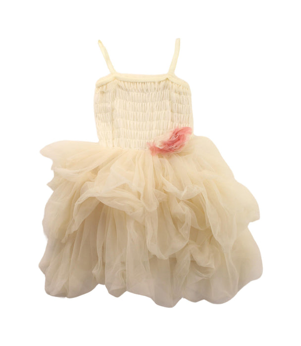 A Yellow Sleeveless Dresses from Britt in size 2T for girl. (Front View)