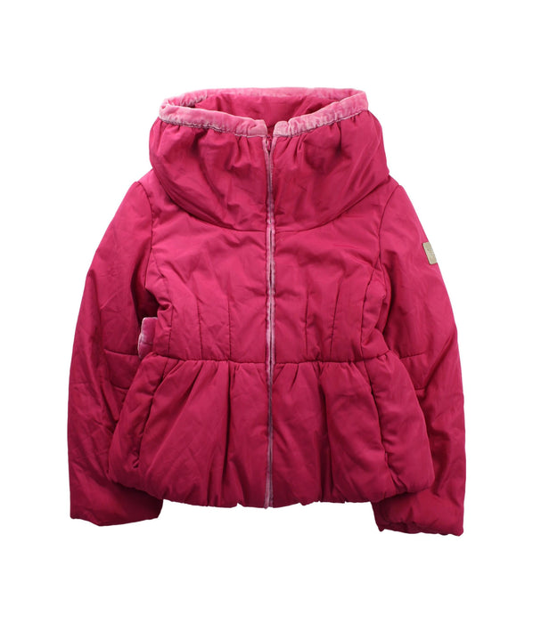 A Pink Lightweight Jackets from Monnalisa in size 4T for girl. (Front View)