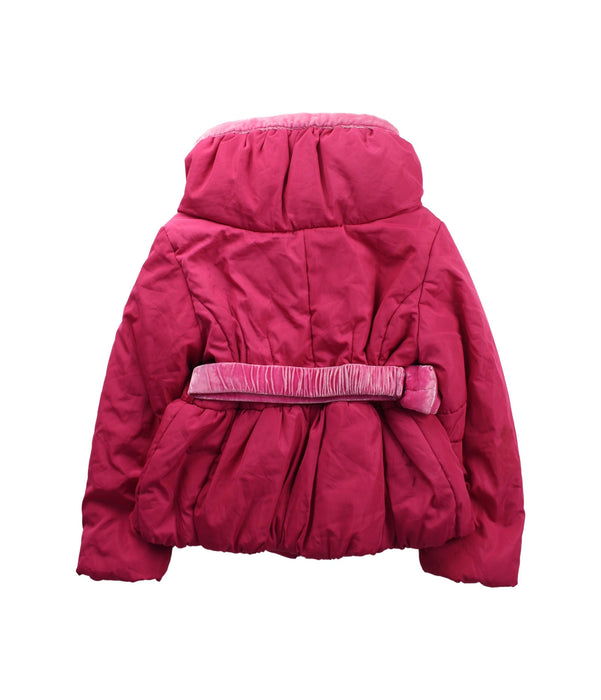 A Pink Lightweight Jackets from Monnalisa in size 4T for girl. (Back View)