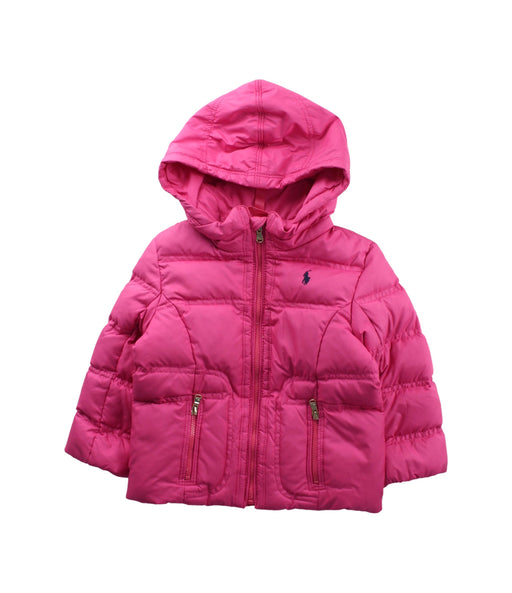 A Pink Puffer/Quilted Jackets from Ralph Lauren in size 2T for girl. (Front View)