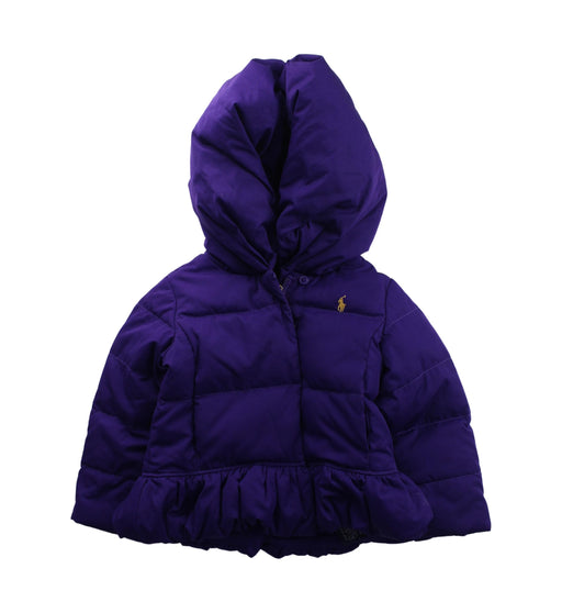 A Purple Puffer/Quilted Jackets from Ralph Lauren in size 3T for girl. (Front View)