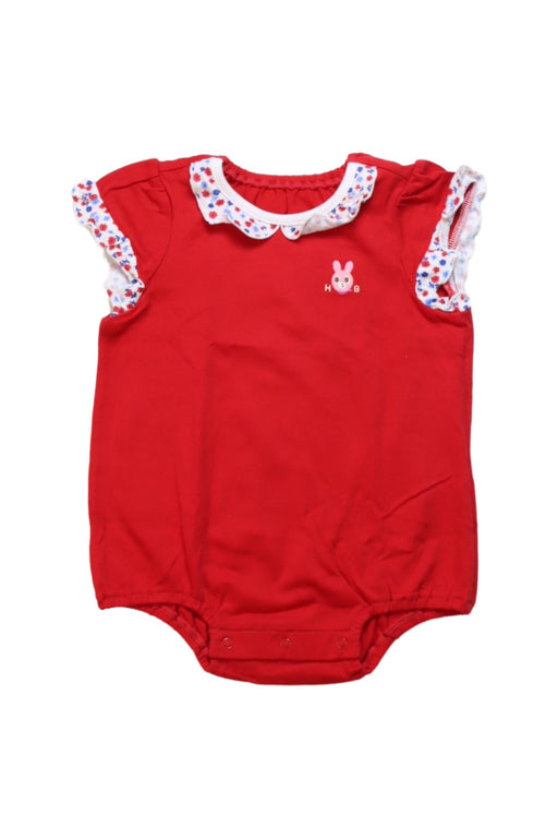 A Red Short Sleeve Bodysuits from Miki House in size 3-6M for girl. (Front View)