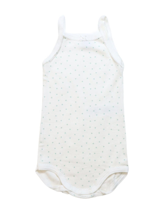 A White Sleeveless Bodysuits from Petit Bateau in size 6-12M for girl. (Front View)