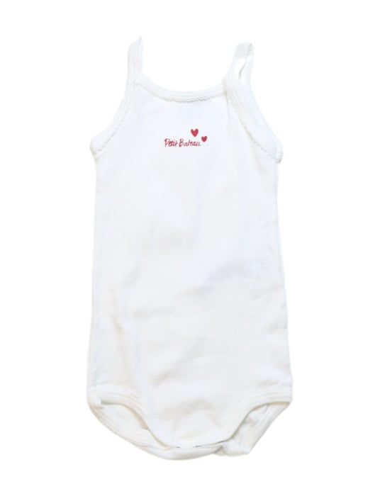 A White Sleeveless Bodysuits from Petit Bateau in size 6-12M for girl. (Front View)