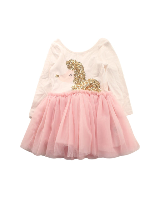 A Pink Long Sleeve Dresses from Seed in size 2T for girl. (Front View)
