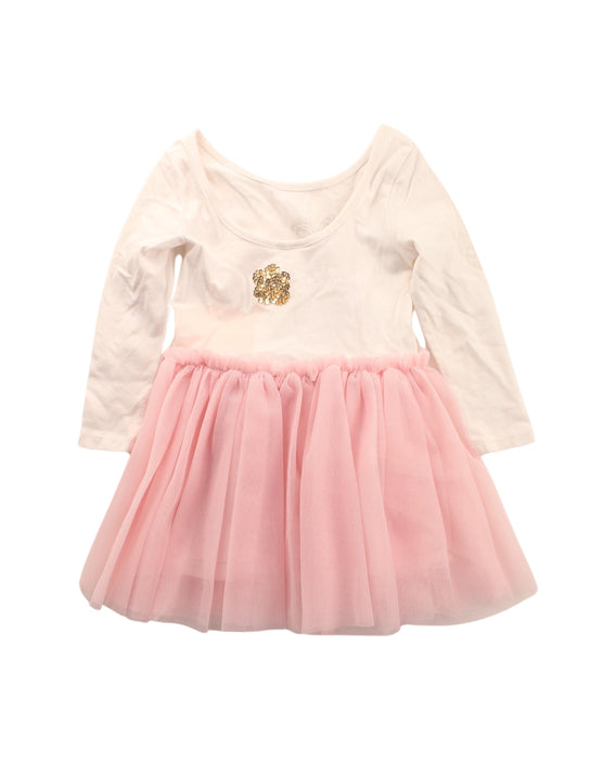 A Pink Long Sleeve Dresses from Seed in size 2T for girl. (Back View)