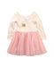 A Pink Long Sleeve Dresses from Seed in size 2T for girl. (Back View)