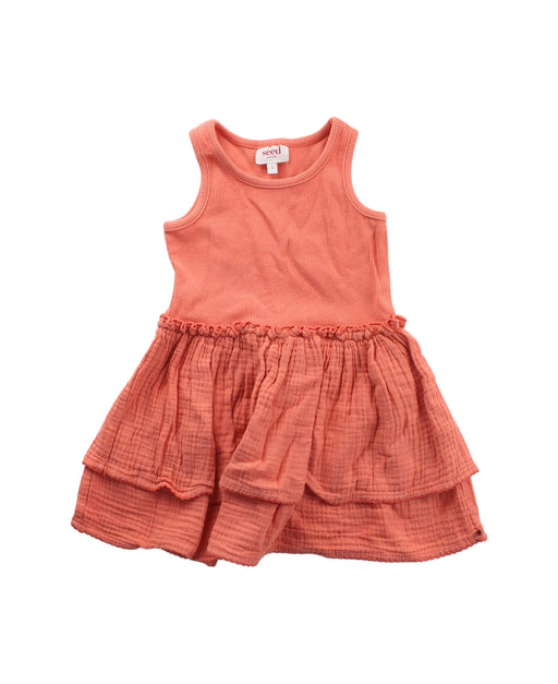 A Orange Sleeveless Dresses from Seed in size 2T for girl. (Front View)