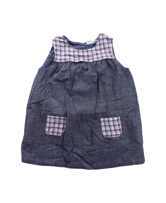 A Blue Sleeveless Dresses from The Little White Company in size 12-18M for girl. (Front View)