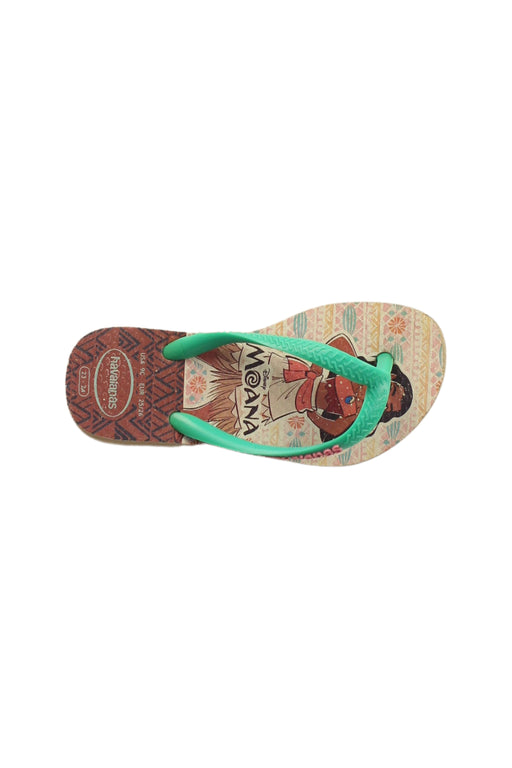 A Beige Flip Flops from Havaianas in size 4T for girl. (Front View)