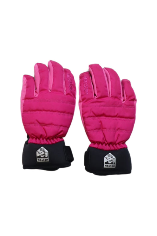 A Pink Gloves & Mittens from Hestra in size 6T for girl. (Front View)