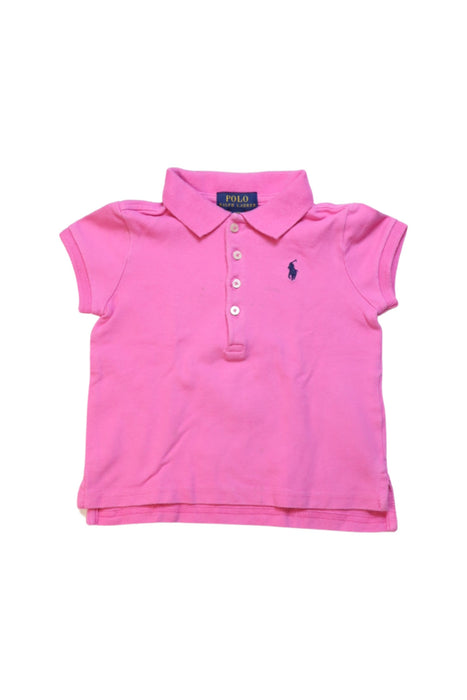 A Pink Short Sleeve Polos from Polo Ralph Lauren in size 3T for girl. (Front View)