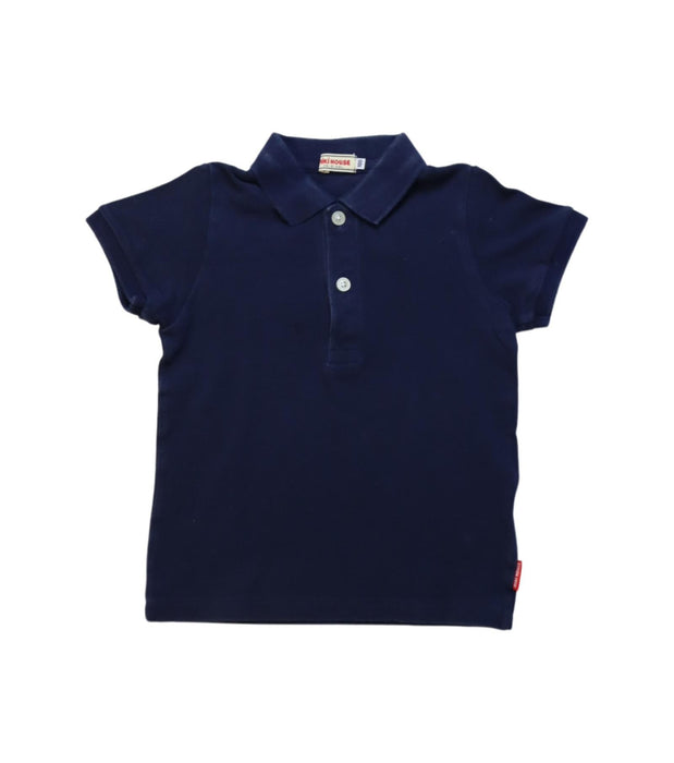 A Navy Short Sleeve Polos from Miki House in size 2T for boy. (Front View)