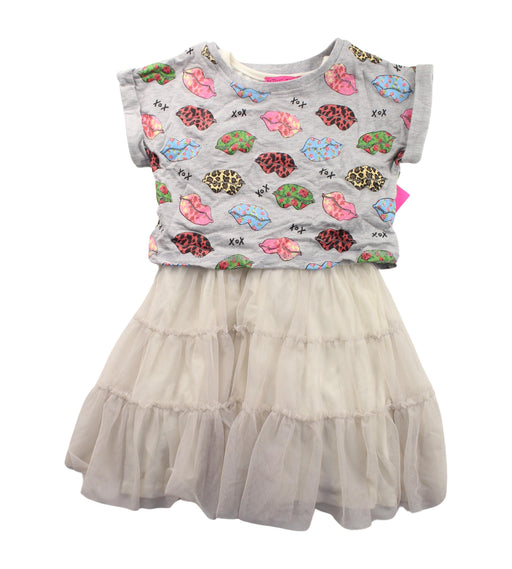 A White Short Sleeve Dresses from Betsey Johnson in size 6T for girl. (Front View)