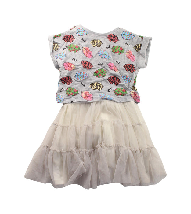 A White Short Sleeve Dresses from Betsey Johnson in size 6T for girl. (Back View)
