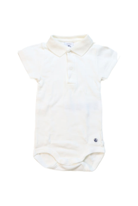 A White Short Sleeve Bodysuits from Petit Bateau in size 0-3M for boy. (Front View)
