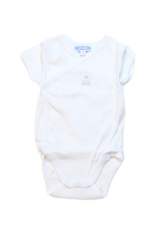 A White Short Sleeve Bodysuits from Jacadi in size 0-3M for neutral. (Front View)