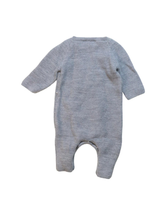 A Grey Long Sleeve Rompers from Jacadi in size 0-3M for neutral. (Back View)