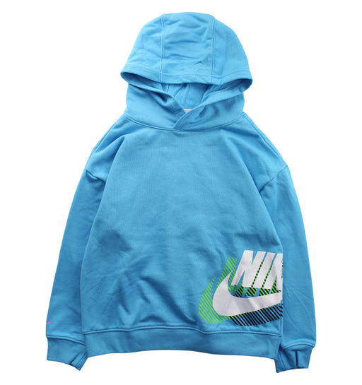 A Blue Hooded Sweatshirts from Nike in size 7Y for boy. (Front View)
