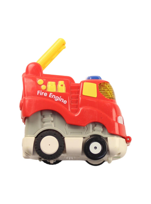 A Red Cars Trucks Trains & Remote Control from Vtech in size O/S for boy. (Back View)