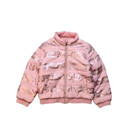 A Pink Puffer/Quilted Jackets from Guess in size 4T for girl. (Front View)