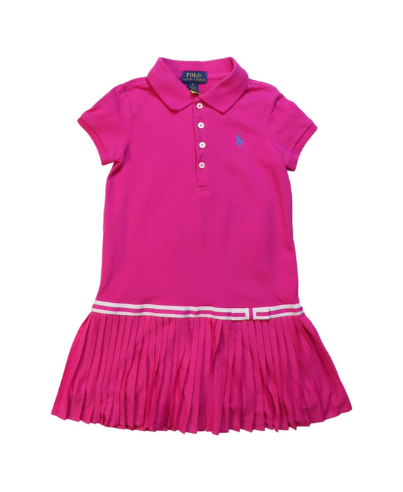 A Pink Short Sleeve Dresses from Polo Ralph Lauren in size 4T for girl. (Front View)