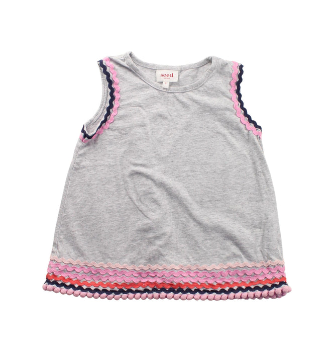 A Grey Sleeveless T Shirts from Seed in size 3T for girl. (Front View)