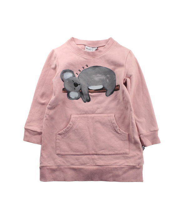 A Pink Sweater Dresses from Minti in size 4T for girl. (Front View)