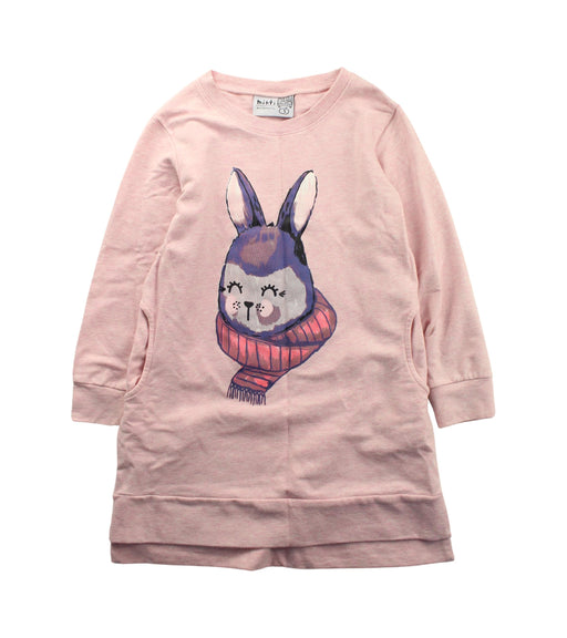 A Pink Sweater Dresses from Minti in size 5T for girl. (Front View)