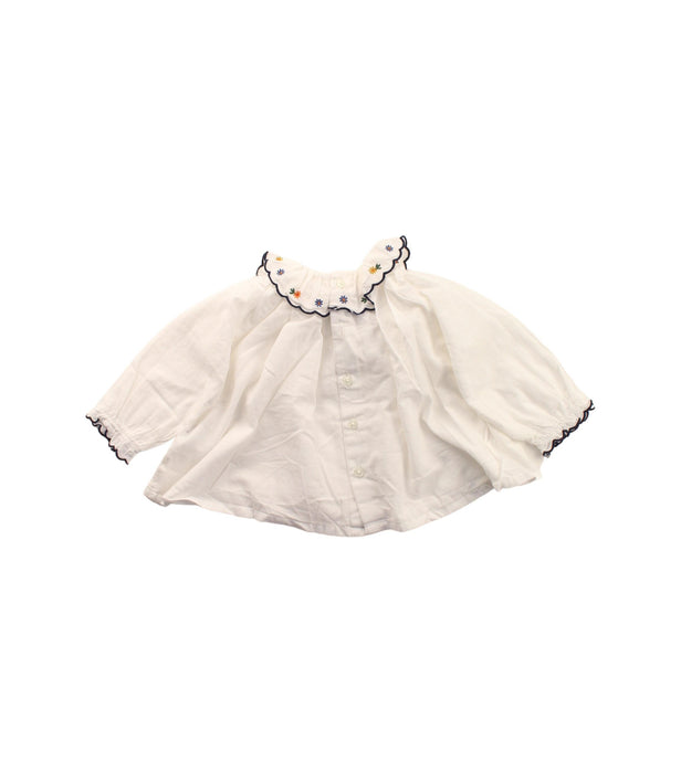 A White Long Sleeve Tops from Bout'Chou in size 3-6M for girl. (Back View)