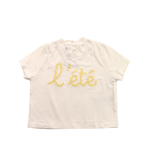 A White Short Sleeve T Shirts from Maison Labiche in size 0-3M for girl. (Front View)