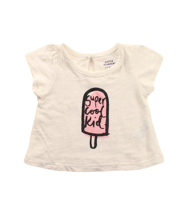 A White Short Sleeve T Shirts from Little Starters in size 0-3M for girl. (Front View)