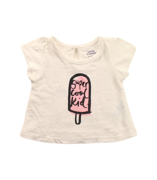A White Short Sleeve T Shirts from Little Starters in size 0-3M for girl. (Front View)