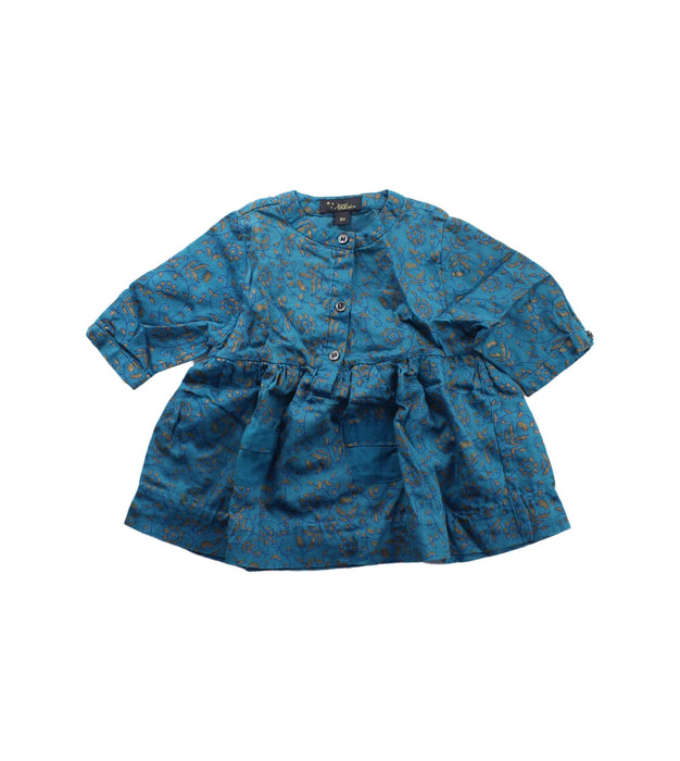 A Blue Long Sleeve Dresses from Velveteen in size 3-6M for girl. (Front View)