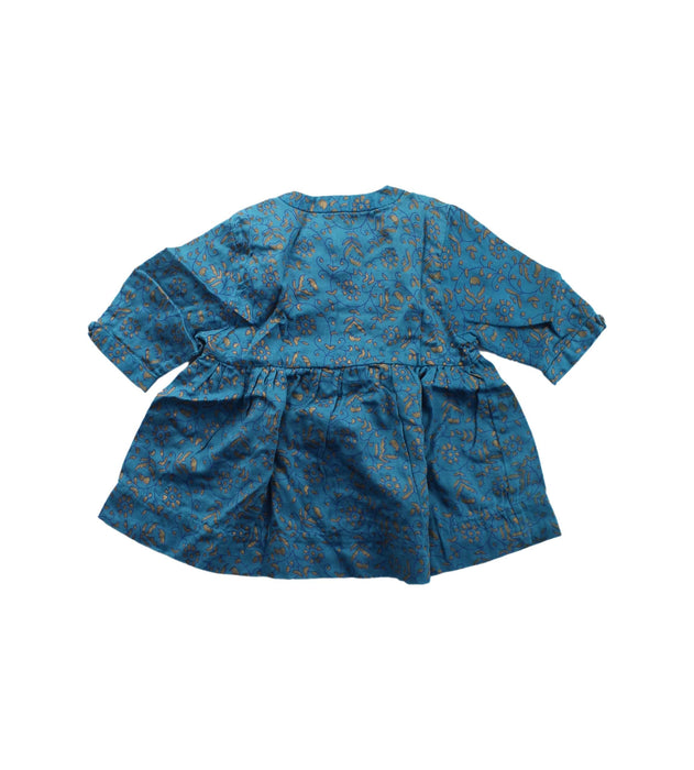 A Blue Long Sleeve Dresses from Velveteen in size 3-6M for girl. (Back View)