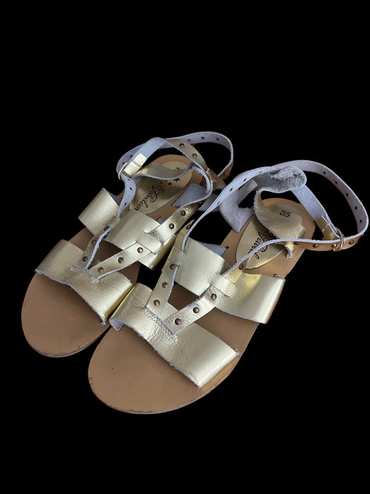 A Gold Sandals from Velveteen in size 10Y for girl. (Back View)