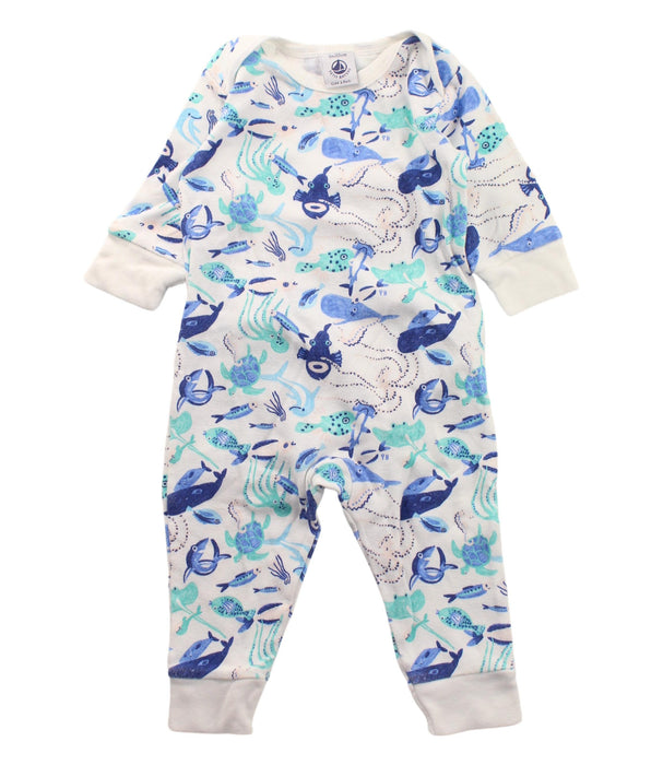 A Blue Long Sleeve Jumpsuits from Petit Bateau in size 0-3M for boy. (Front View)