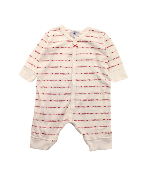 A White Long Sleeve Jumpsuits from Petit Bateau in size 0-3M for boy. (Front View)