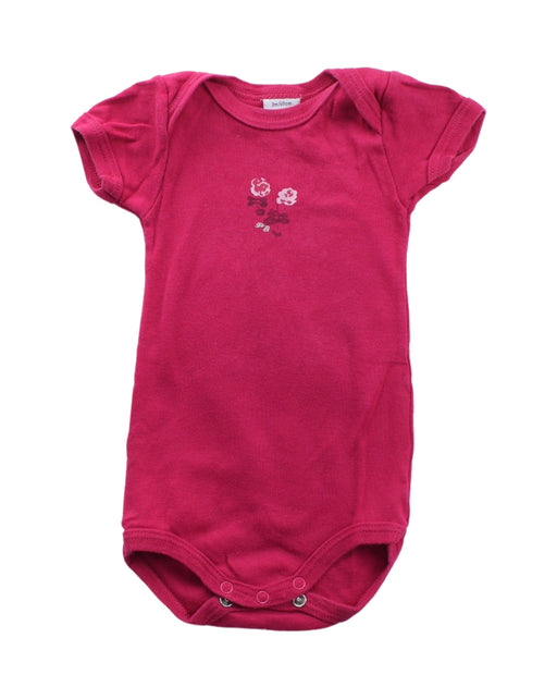 A Pink Short Sleeve Bodysuits from Petit Bateau in size 0-3M for girl. (Front View)
