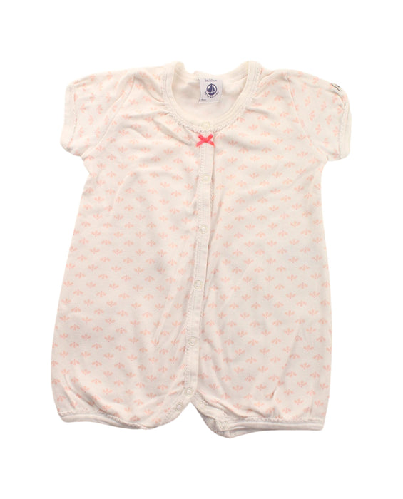 A White Short Sleeve Rompers from Petit Bateau in size 0-3M for girl. (Front View)