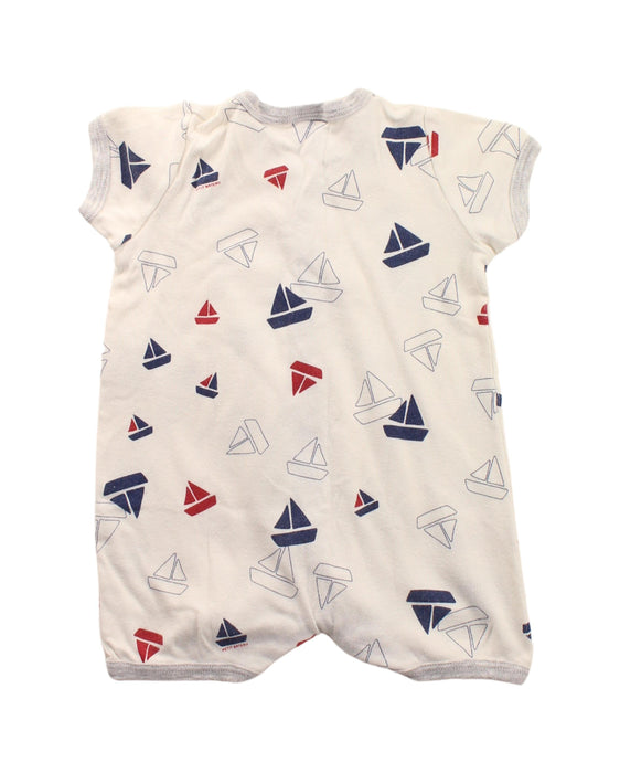 A White Short Sleeve Rompers from Petit Bateau in size 0-3M for boy. (Back View)