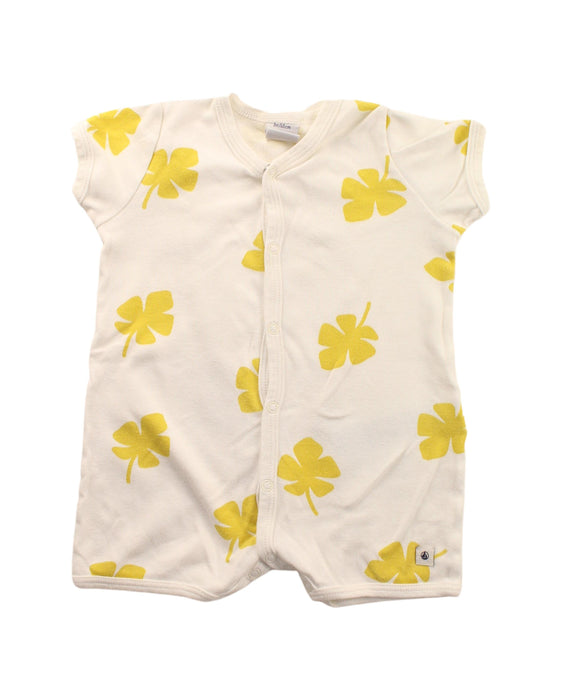 A White Short Sleeve Rompers from Petit Bateau in size 0-3M for girl. (Front View)